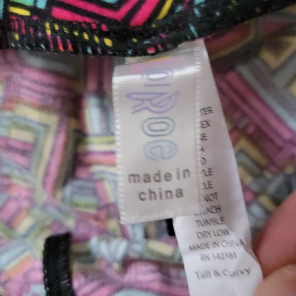 Tall and Curvy LuLaRoe Pink Yellow Blue Geometric Buttery Soft Leggings XXL - Picture 11 of 15